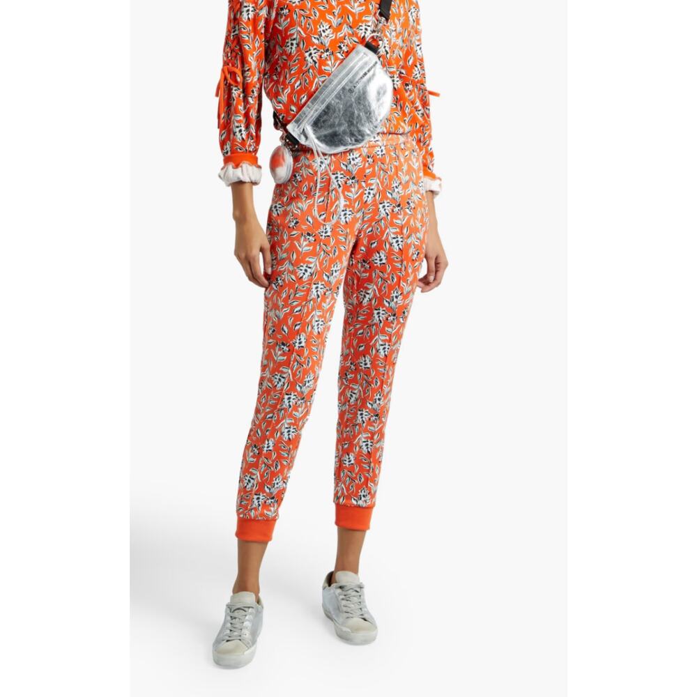 Alice + Olivia Tokyo High-Tech Floral Joggers S in a Free Swinging Sienna orange